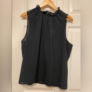 Who What Wear Women’s Sleeveless Ruffle Neck Blouse — Size XXL, Black Check